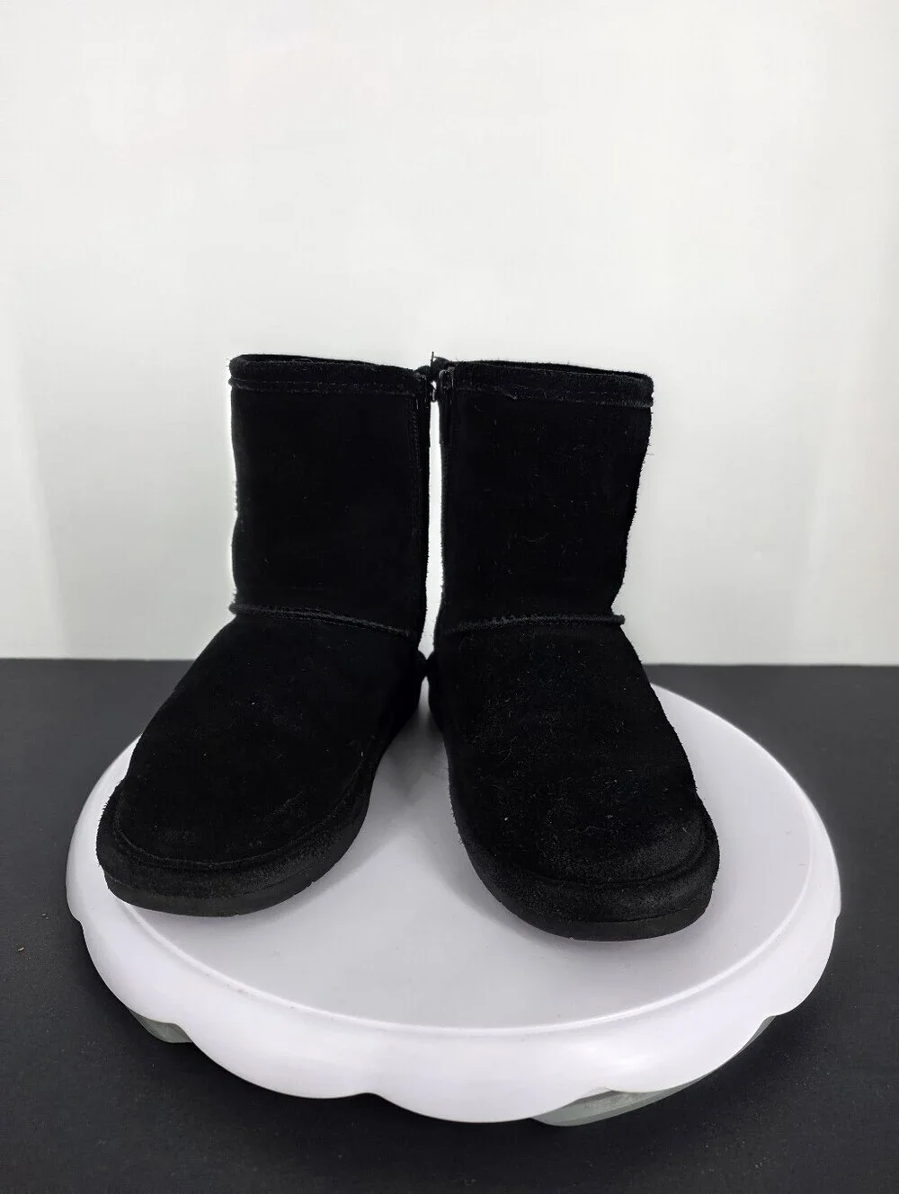 Bearpaw Black Suede Faux Fur Zip Winter Boots Toddler Size 11